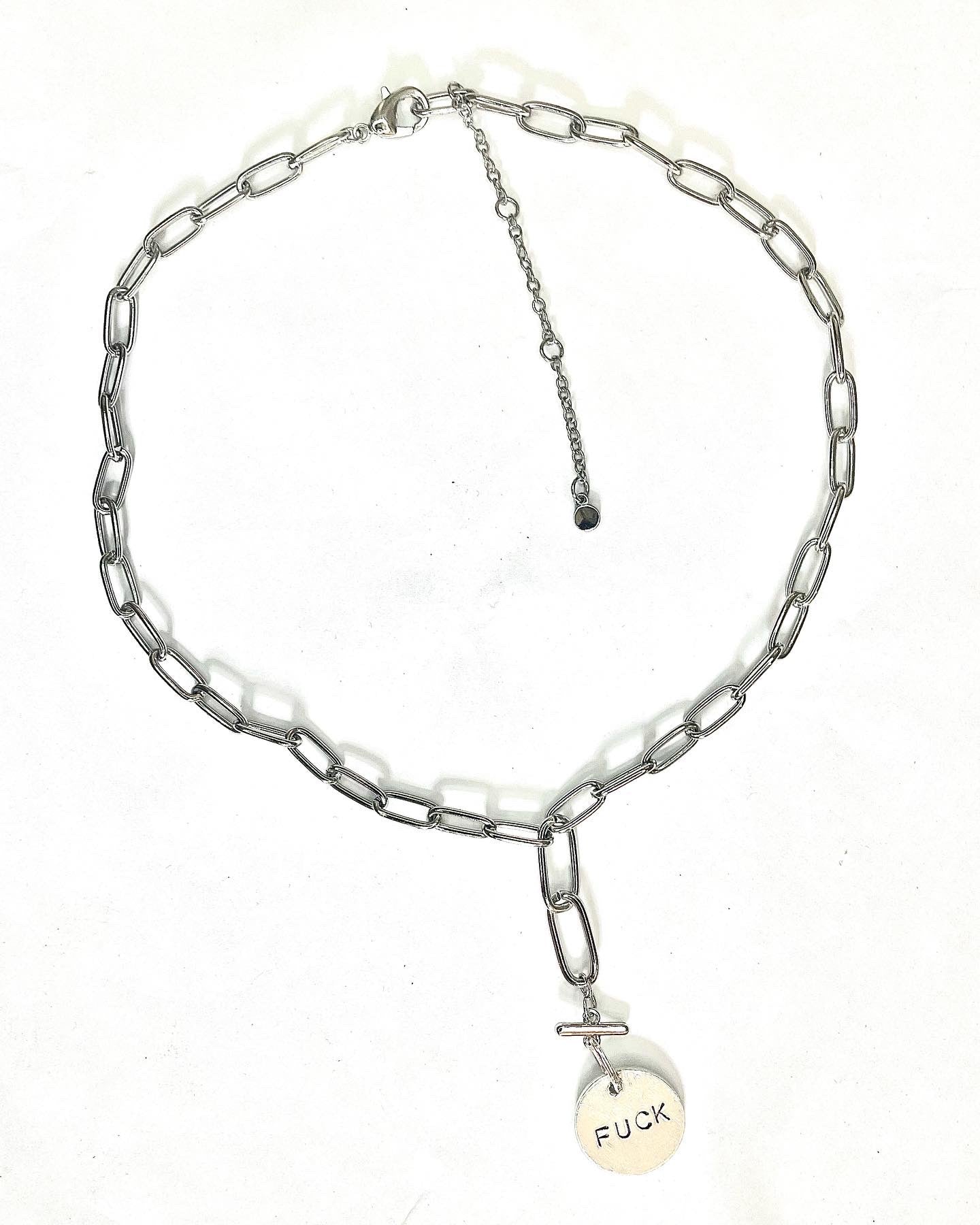 Stamped Metal Pendant on Chain Necklace