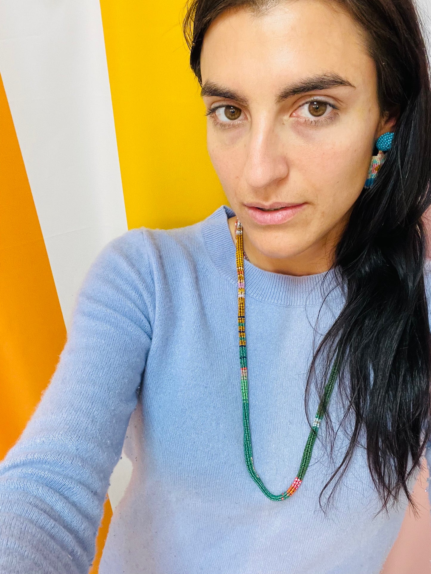 Forest Green Snake Stitch Necklace