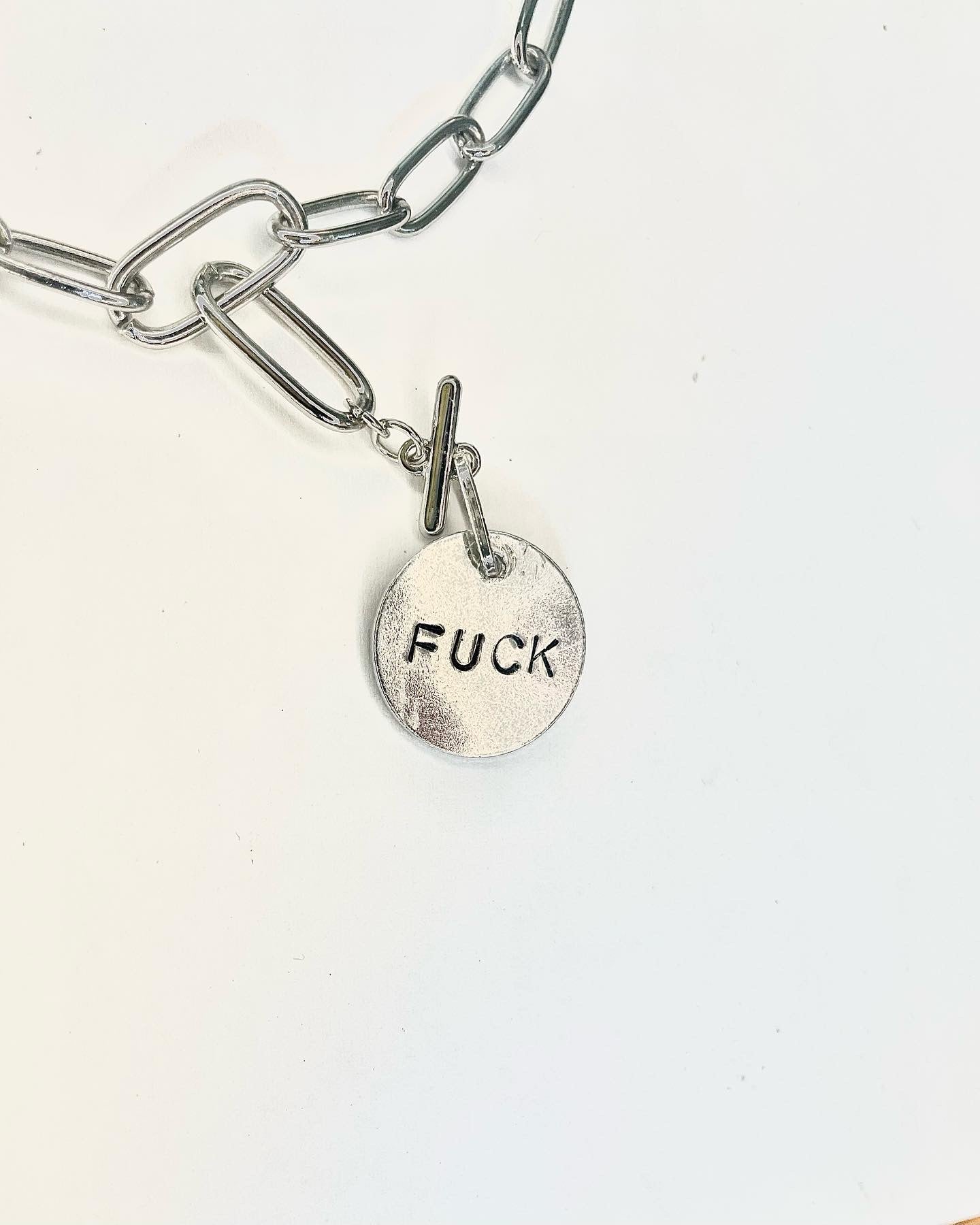 Stamped Metal Pendant on Chain Necklace