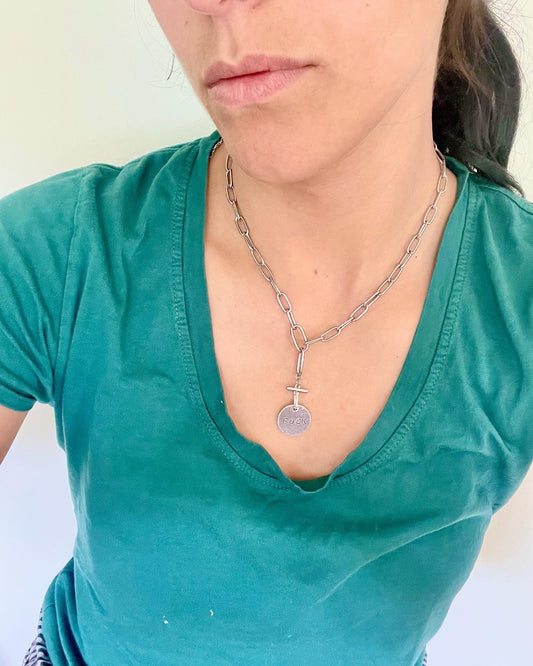 Stamped Metal Pendant on Chain Necklace