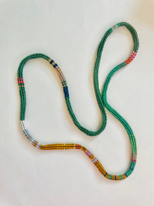 Forest Green Snake Stitch Necklace